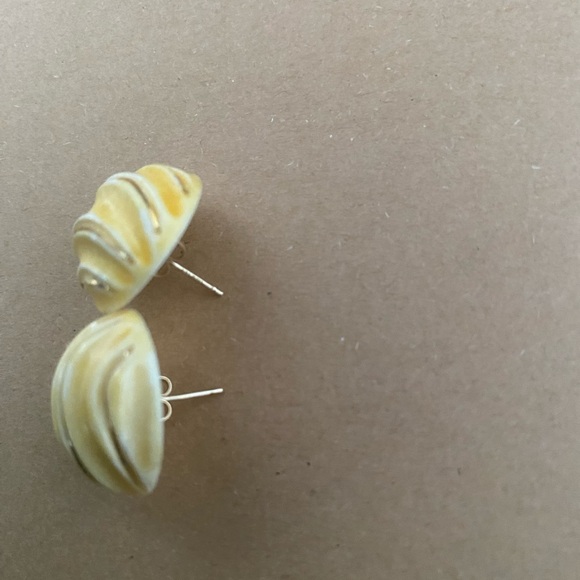 14k 585 ivory gold earrings - Picture 2 of 4